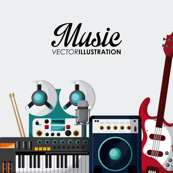 Desenho de instrumentos musicais, ilustração vetorial —  Vetores de Stock