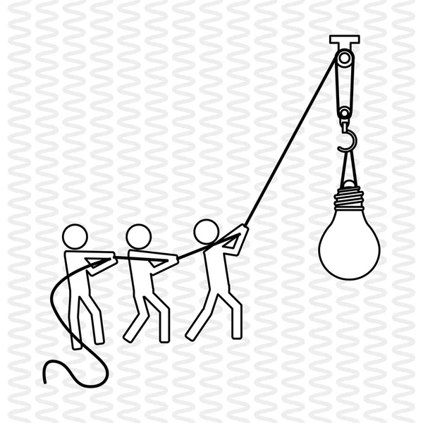 Travail d'équipe avec design d'ampoule, illustration vectorielle — Image vectorielle