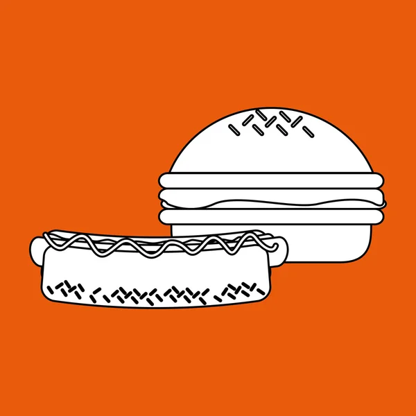 Hamburger and hot dog design, vector illustration — Stock Vector