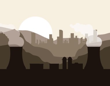 renkli tasarımı, vektör çizim nükleer santral