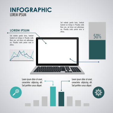 Infographic ve laptop tasarım, vektör çizim