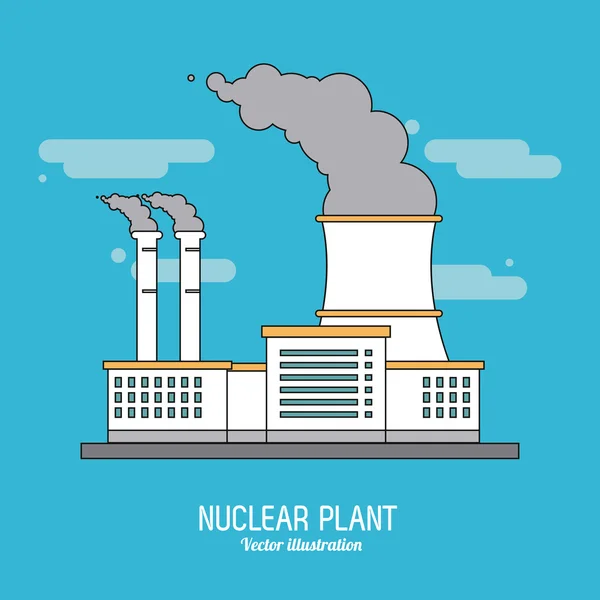 Planta nuclear en diseño colorido, ilustración vectorial — Vector de stock