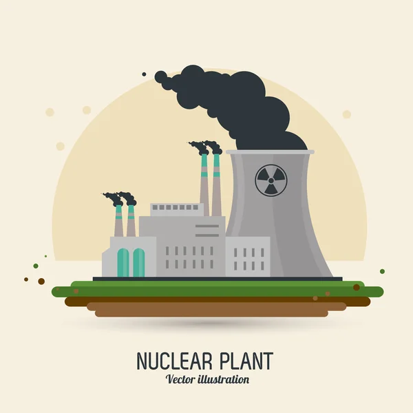 Centrale nucléaire dans la conception colorée, illustration vectorielle — Image vectorielle