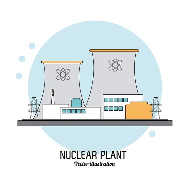 カラフルなデザイン、ベクトル図で原子力発電所 — ストックベクタ
