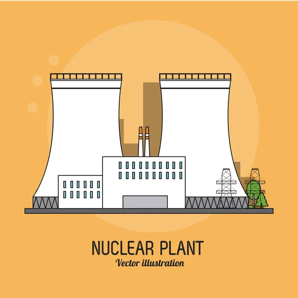 Planta nuclear en diseño colorido, ilustración vectorial — Vector de stock