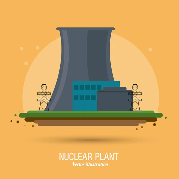 โรงงานนิวเคลียร์ในการออกแบบที่มีสีสัน, ภาพวาดเวกเตอร์ — ภาพเวกเตอร์สต็อก