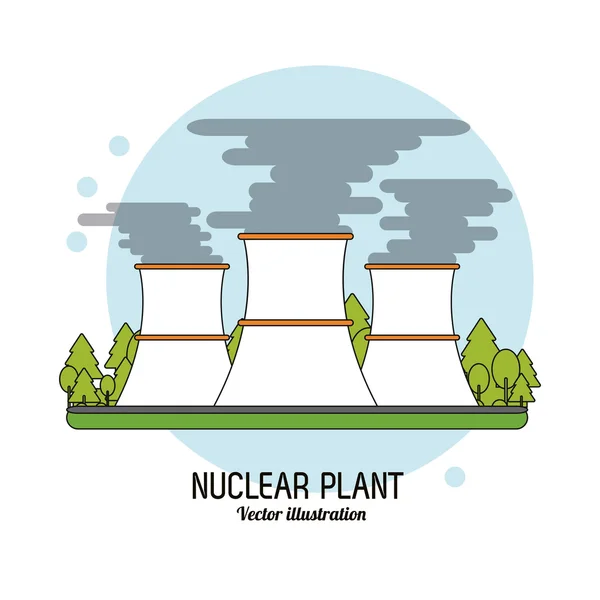 カラフルなデザイン、ベクトル図で原子力発電所 — ストックベクタ