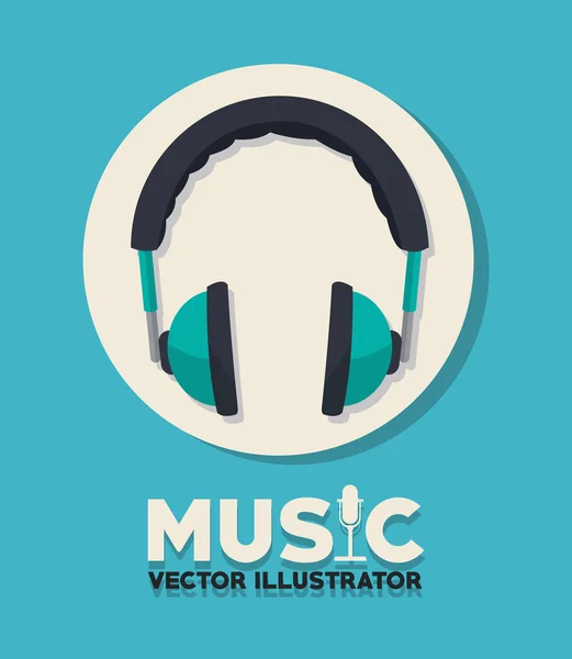 Música adn fones de ouvido design — Vetor de Stock