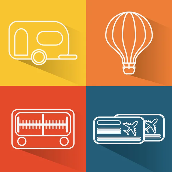 Conjunto de iconos de diseño de viajes, ilustración vectorial — Vector de stock