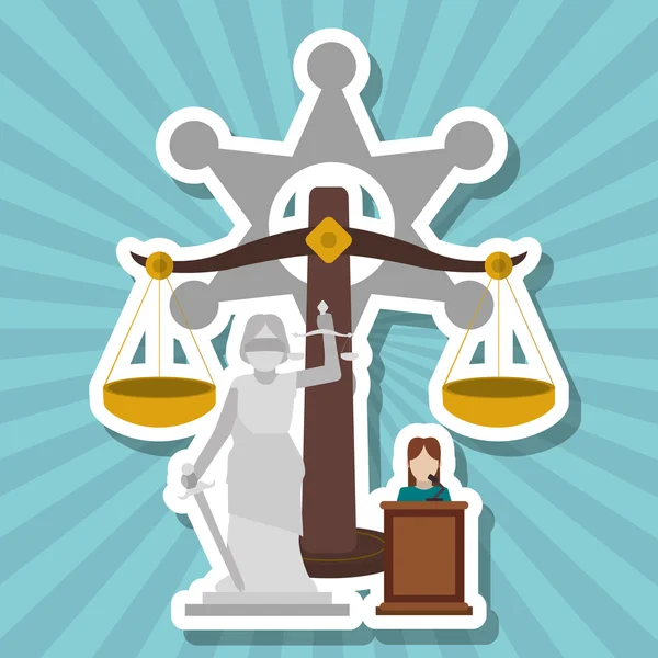 Legge e giustizia disegno di equilibrio, illustrazione vettoriale — Vettoriale Stock