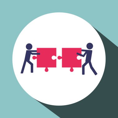 Ekip çalışması bulmaca tasarımı, vektör çizim ile