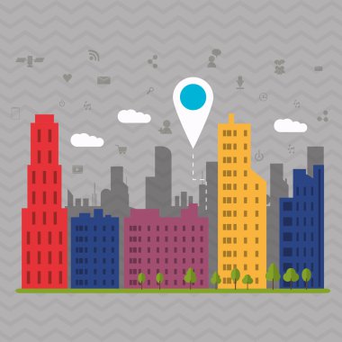 Akıllı şehir vektör tasarımı, düzenlenebilir grafiği