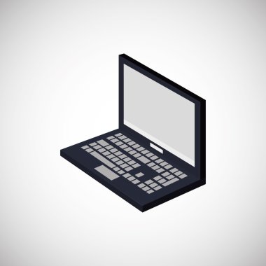 İzometrik laptop tasarım, vektör çizim simgesi
