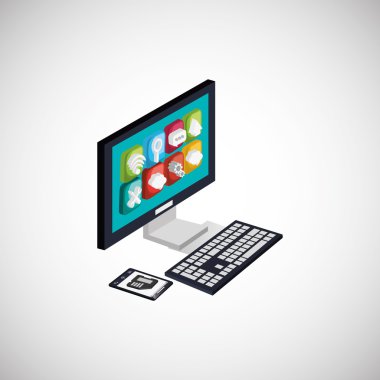 İzometrik bilgisayar tasarım, vektör çizim simgesi