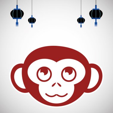 Maymun tasarım, vektör çizim yılın simgesi