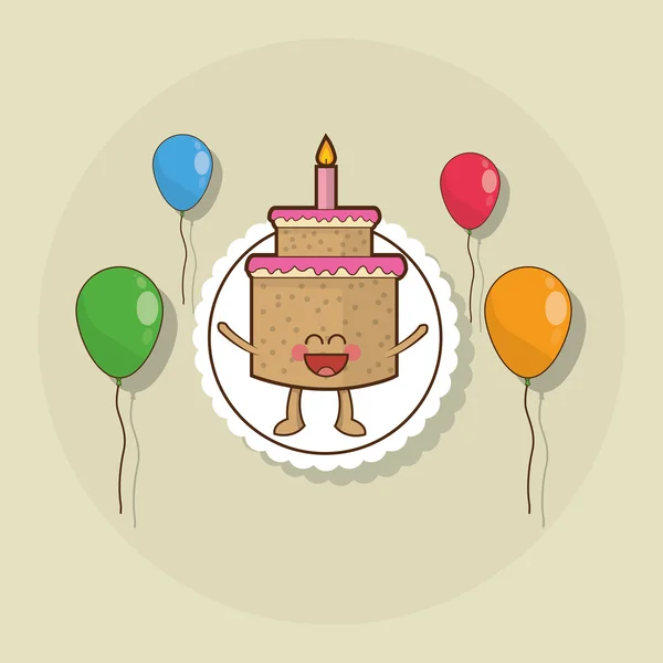 Feliz cumpleaños pastel de diseño, vector de ilustración — Vector de stock