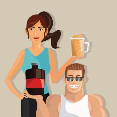 Protein takviyesi tasarım, vektör çizim simgesi