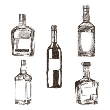 Grafik eskiz içecekler, vektör çizim