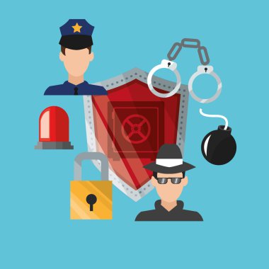 Güvenlik çizgi film illüstrasyon, vektör tasarımı