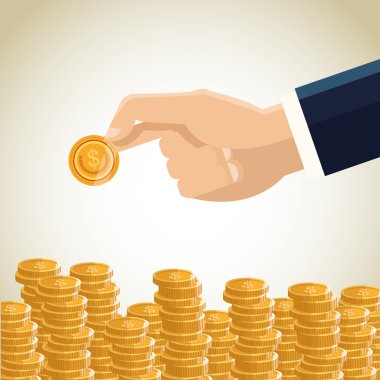 İş kavramı, para, vektör çizim iz