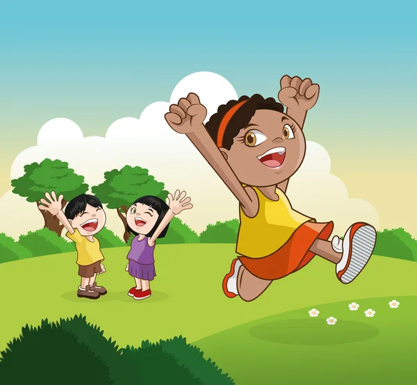 Kreskówka szczęśliwy mało dzieci, ilustracji wektorowych — Wektor stockowy