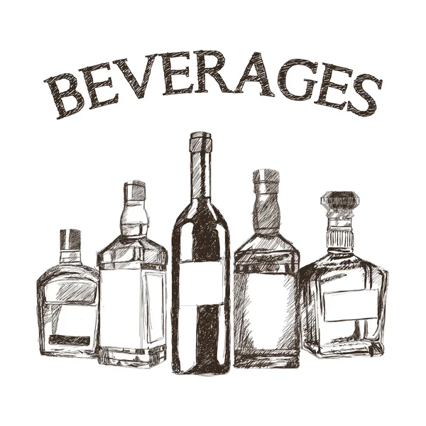 Afbeelding van schets dranken, vectorillustratie — Stockvector