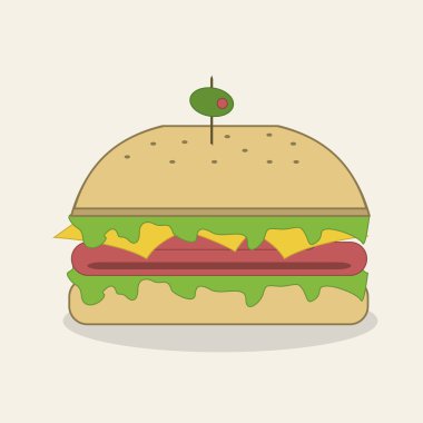 Gıda kavramı, burger tasarım, vektör çizim