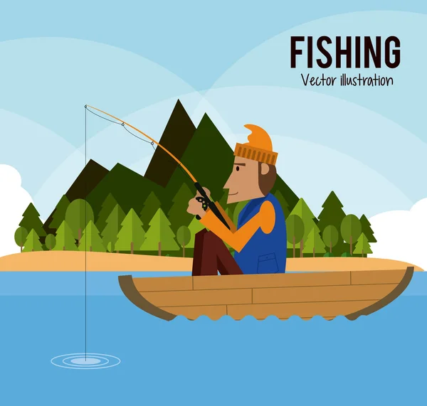 Рыболовный графический дизайн — стоковый вектор