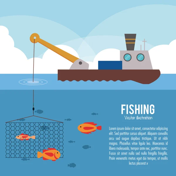 Diseño gráfico de pesca — Vector de stock