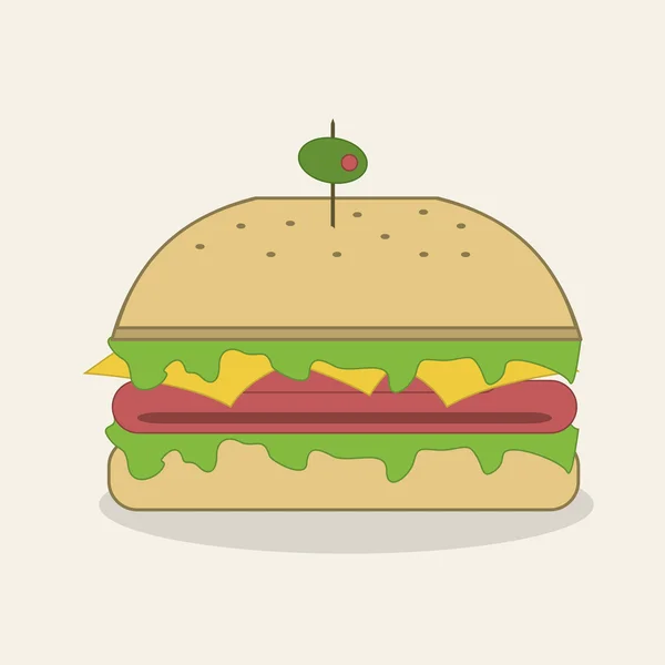 Conceito de comida, design de hambúrguer, ilustração vetorial — Vetor de Stock