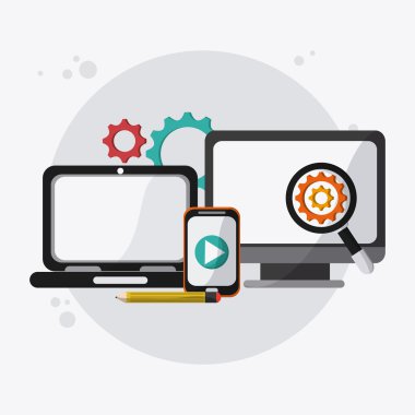 SEO simgeler, teknoloji ilgili, vektör çizim