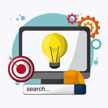 SEO simgeler, teknoloji ilgili, vektör çizim