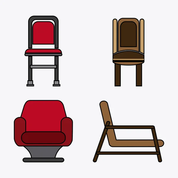 设置的颜色的椅子，矢量图 — 图库矢量图片