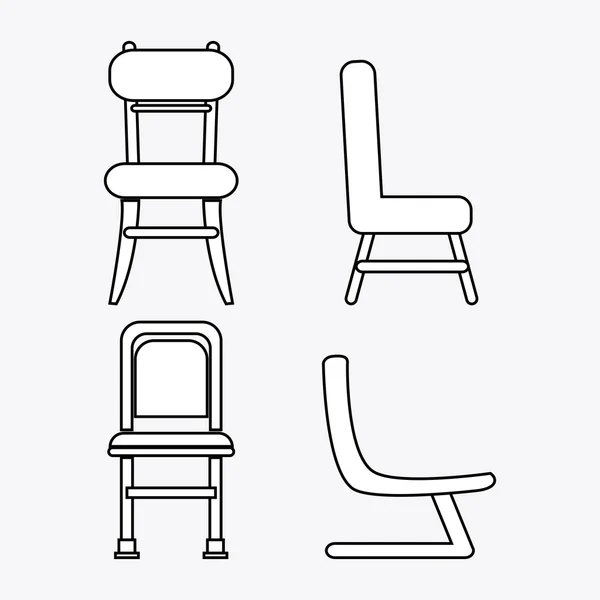 白と黒の椅子、ベクトル図のセット — ストックベクタ