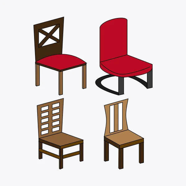 Set gekleurde stoelen, vectorillustratie — Stockvector