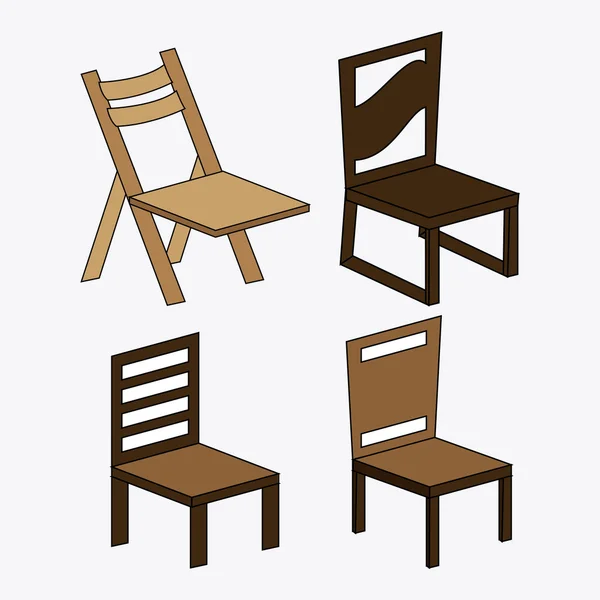 Ensemble de chaises colorées, illustration vectorielle — Image vectorielle