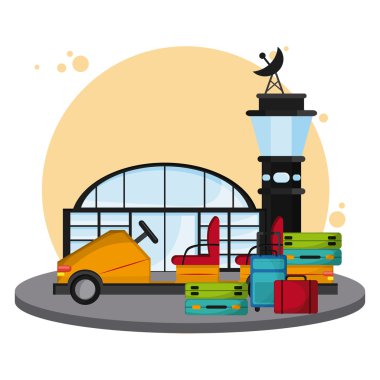 Beyaz arka plan, vektör çizim üzerinde renkli Havaalanı