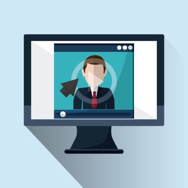 renkli webinar simgesinin üzerine beyaz arka plan, vektör çizim