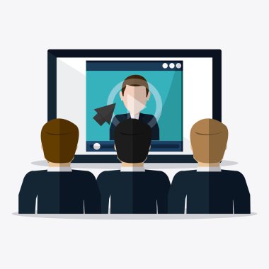 renkli webinar simgesinin üzerine beyaz arka plan, vektör çizim