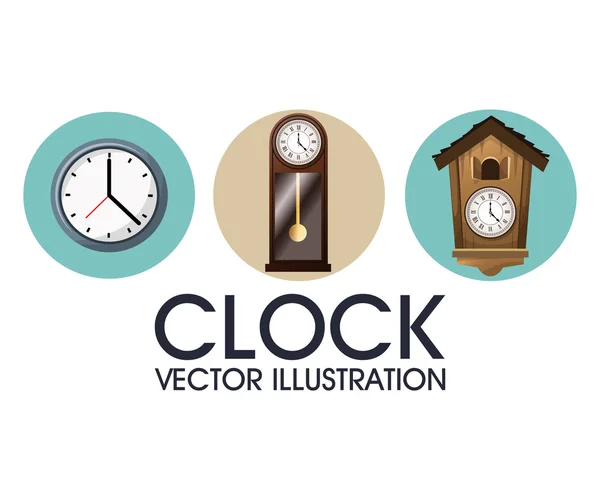Uhr Icon Objekt, Zeit Konzept Vektor Design — Stockvektor