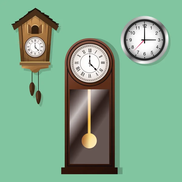 時計アイコン オブジェクト、時間概念ベクトル デザイン — ストックベクタ