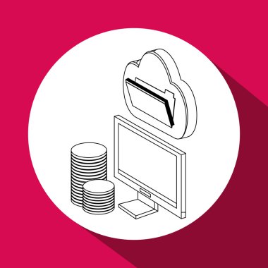 İzometrik bilgisayar tasarım, vektör çizim simgesi