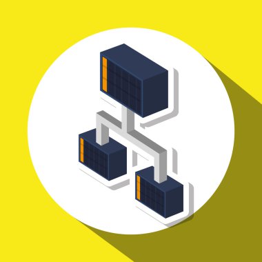 İzometrik teknoloji tasarım, vektör çizim simgesi