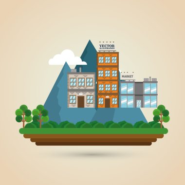 Doğa şehir, vektör tasarım, yapı ve Emlak ile ilgili örnek