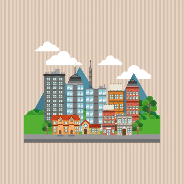 Illustration der Naturstadt, Vektordesign, Gebäude und Immobilien — Stockvektor