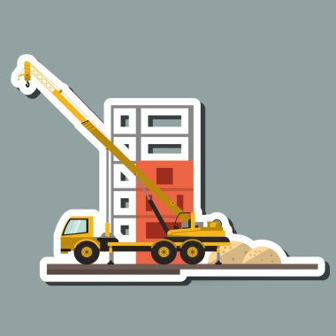 yapım aşamasında, düzenlenebilir grafik, endüstriyel taşıma makinesi konsepti simgesi