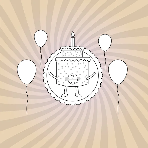 Boldog születésnapot a cake-tervező, vektoros illusztráció — Stock Vector
