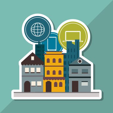 Akıllı şehir vektör tasarımı, düzenlenebilir grafiği