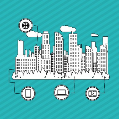 Akıllı şehir vektör tasarımı, düzenlenebilir grafiği