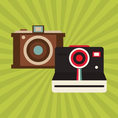 Düz resimde vintage fotoğraf makinesi tasarım hakkında